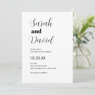 Abigail Font classic chic black and white wedding Invitation