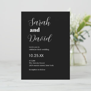 Abigail Font Modern chic black and white wedding Invitation