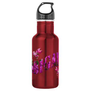 Abigail, Girls Name Logo Made From Pink Flowers, 532 Ml Water Bottle