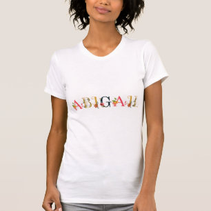 ABIGAIL Name Art With Flowers Embroidered T-Shirt