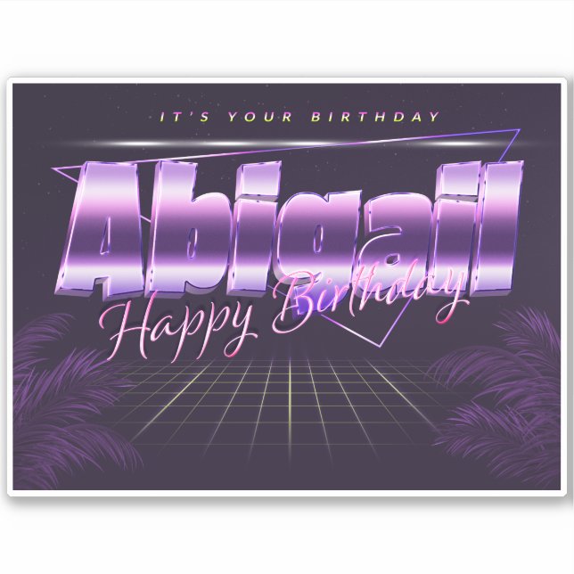 Abigail Name First name lila retro Sticker Birthda (Front)