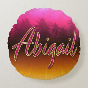 Abigail Vorname Name golden pink Kissen Round Cushion