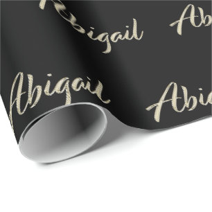 Abigail white gold Handwriting Geschenkpapier Wrapping Paper