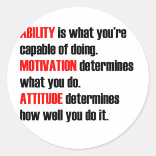 ability motivation attitude classic round sticker