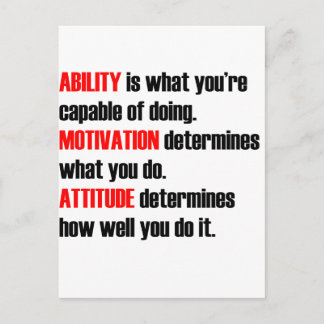 ability motivation attitude postcard