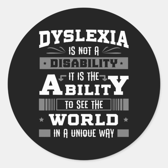Ability Ribbon Learning Disability Dyslexic Gift  Classic Round Sticker (Front)