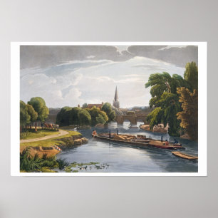 Abingdon Bridge and Church, engraved by Robert Hav Poster