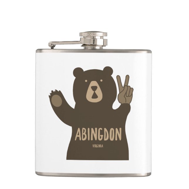 Abingdon Virginia Peace Bear Hip Flask (Front)