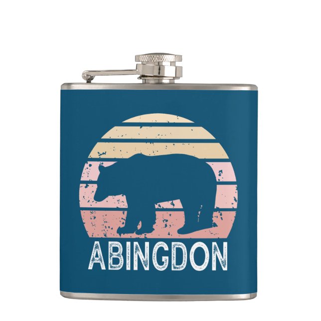 Abingdon Virginia Retro Bear Hip Flask (Front)