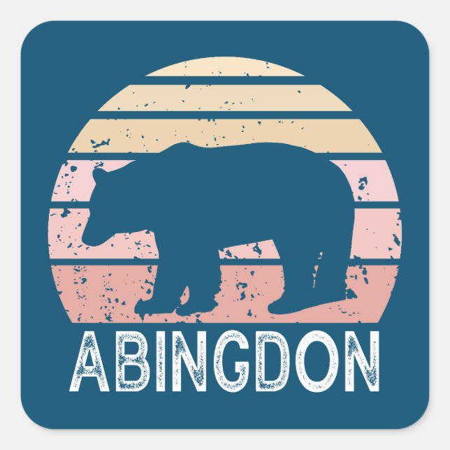 Abingdon Virginia Retro Bear Square Sticker (Front)