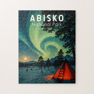 Abisko National Park Northern Lights Illustration Jigsaw Puzzle