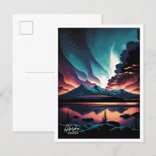 Abisko Sweden Art Vintage Travel Illustration Postcard