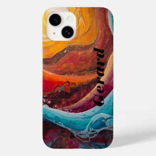 Ablaze Currents – Dynamic Sunset Water Art Print Case-Mate iPhone 14 Case
