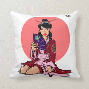 Able Abe Studios Painting Geisha Throw Pillow