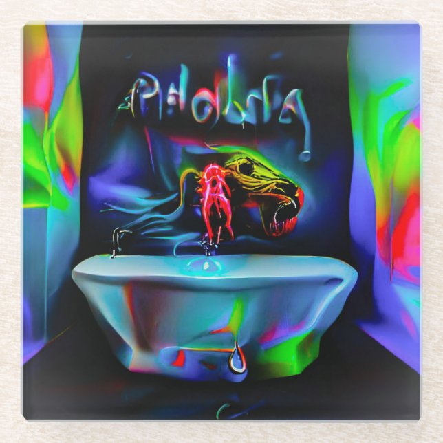 Ablutophobia 2 glass coaster (Front)
