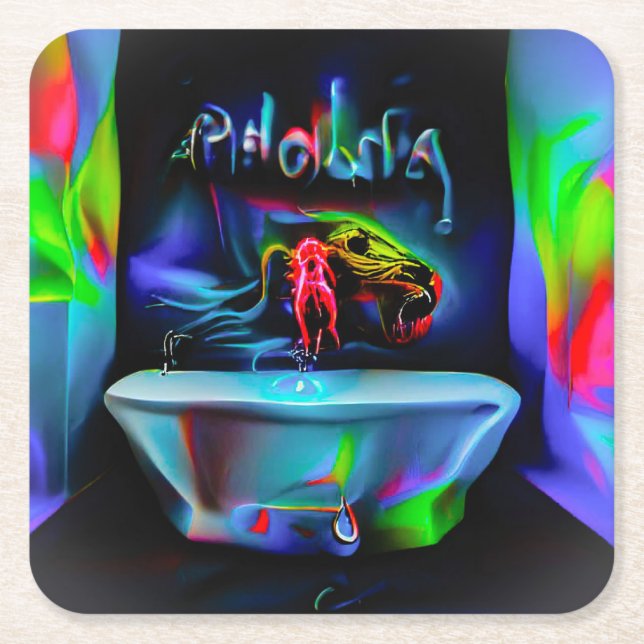 Ablutophobia 2 square paper coaster (Front)