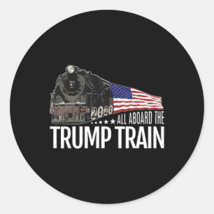 Aboard The Trump Train 2020 American Flag Reelect Classic Round Sticker