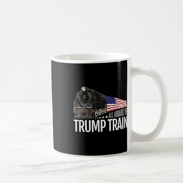 Aboard The Trump Train 2020 American Flag Reelect  Coffee Mug (Right)