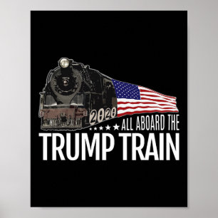 Aboard The Trump Train 2020 American Flag Reelect  Poster