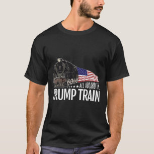 Aboard The Trump Train 2020 American Flag Reelect T-Shirt