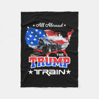 Aboard The Trump Train 2022 American Flag  Fleece Blanket