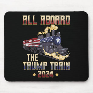 Aboard The Trump Train 2024 American Flag 1 Mouse Mat