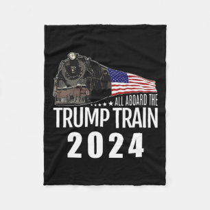 Aboard The Trump Train 2024 American Flag 2 Fleece Blanket