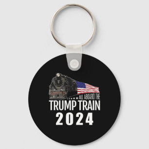 Aboard The Trump Train 2024 American Flag 2  Key Ring