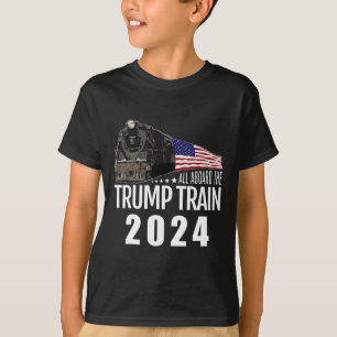 Aboard The Trump Train 2024 American Flag 2 T-Shirt