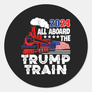 Aboard The Trump Train 2024 American Flag Trump 20 Classic Round Sticker