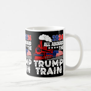 Aboard The Trump Train 2024 American Flag Trump 20 Coffee Mug