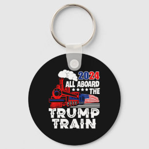 Aboard The Trump Train 2024 American Flag Trump 20 Key Ring