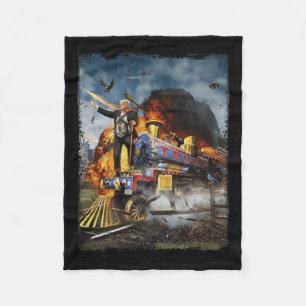 Aboard The Trump Train Funny Donald Trump 2024 Ele Fleece Blanket
