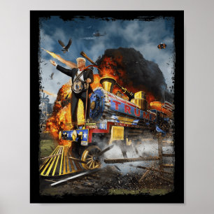 Aboard The Trump Train Funny Donald Trump 2024 Ele Poster