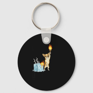 Abolish ice funny chihuahua dog meme fire on ice key ring