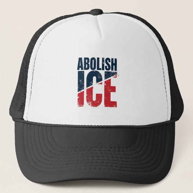 Abolish ICE Vintage Protest Trucker Hat (Front)