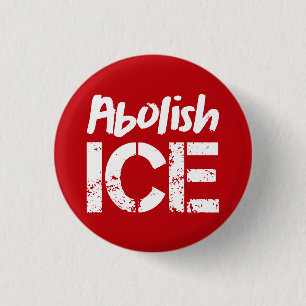 Abolish ICE White on Red 3 Cm Round Badge
