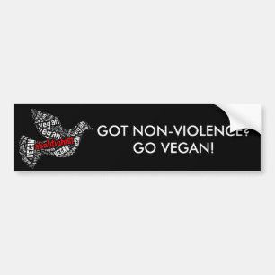 "Abolitionist Vegan" Word-Cloud - Dove & Quote Bumper Sticker