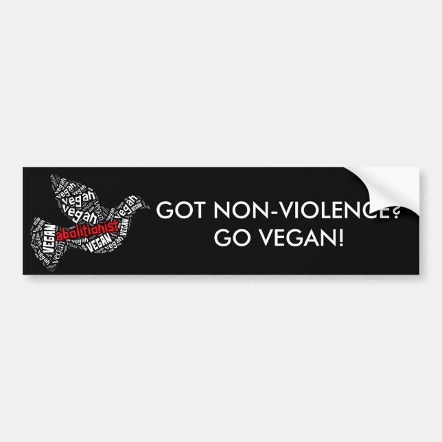 "Abolitionist Vegan" Word-Cloud - Dove & Quote Bumper Sticker (Front)