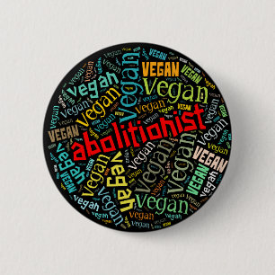 "Abolitionist Vegan" Word-Cloud Mosaic 6 Cm Round Badge