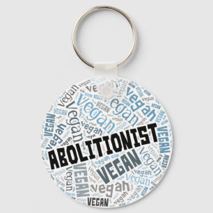 "Abolitionist Vegan" Word-Cloud Mosaic Key Ring