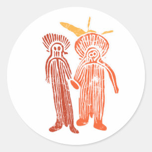 aboriginal art ancient idol symbol petroglyph aust classic round sticker