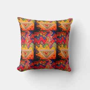 ABORIGINAL ART AND HAPPY BIRTHDAY WORD PATTERN CUSHION