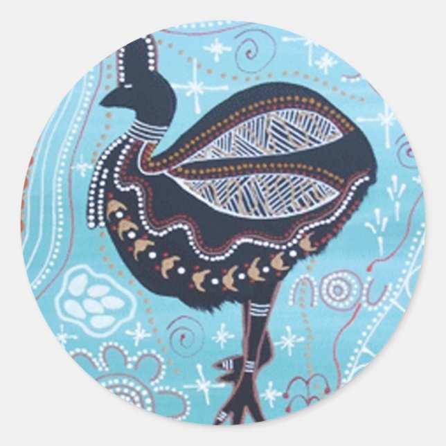 Aboriginal Art Cassowary Sticker (Front)