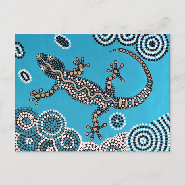 Aboriginal Art, Gecko, Point Painting, Dot Paintin Postcard (Front)