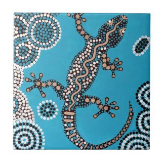 Aboriginal Art, Gecko, Point Painting, Dot Paintin Tile