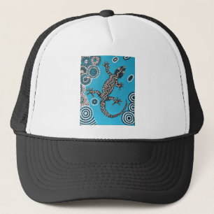 Aboriginal Art, Gecko, Point Painting, Dot Paintin Trucker Hat