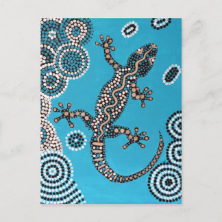 Aboriginal Art, Gecko, Punktmalerei, Dot-Painting Postcard