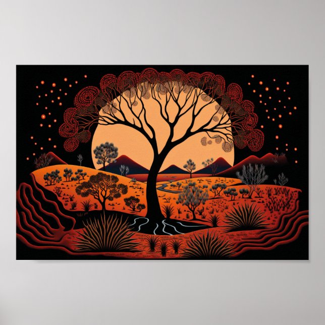  Aboriginal Art Inspired Landscape, dot art Poster (Front)