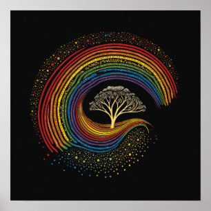 Aboriginal Art Inspired Rainbow, dot painting Poster